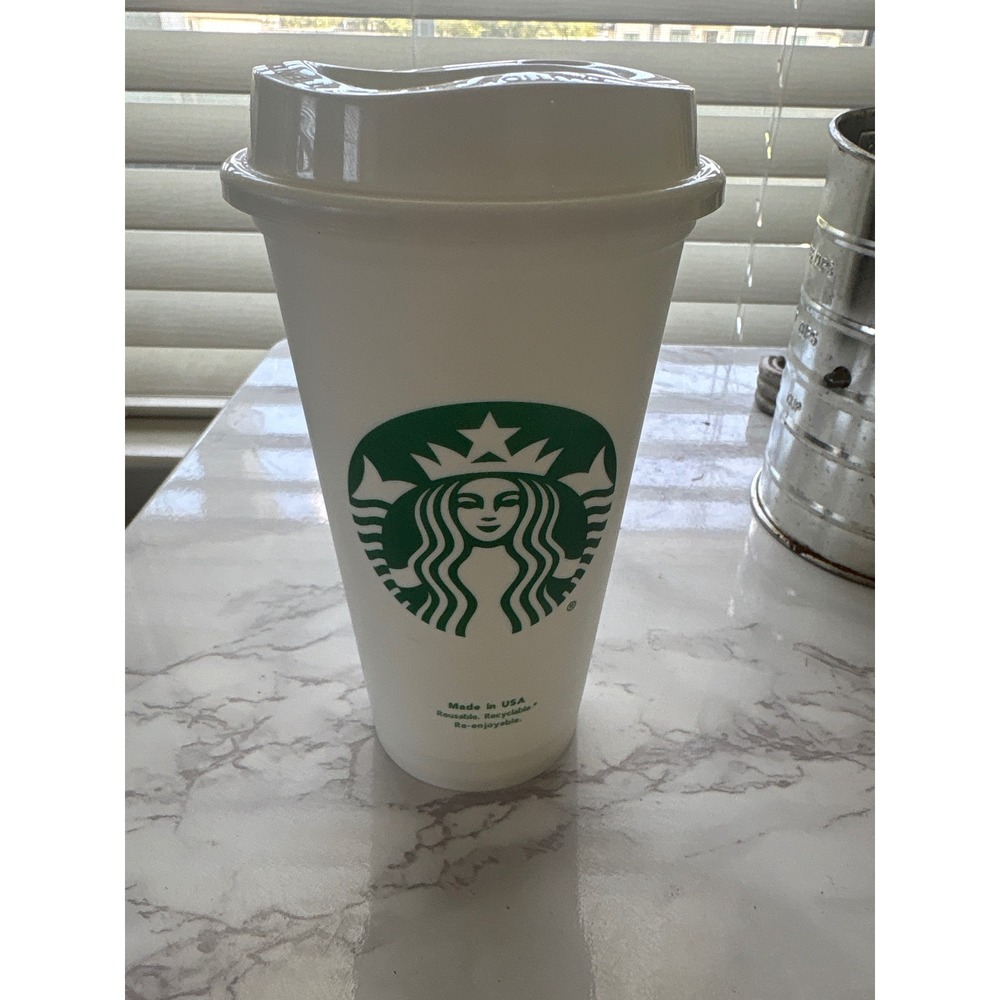 Starbucks Reusable Hot Cup 16oz White Green Siren Logo Travel Mug with Lid